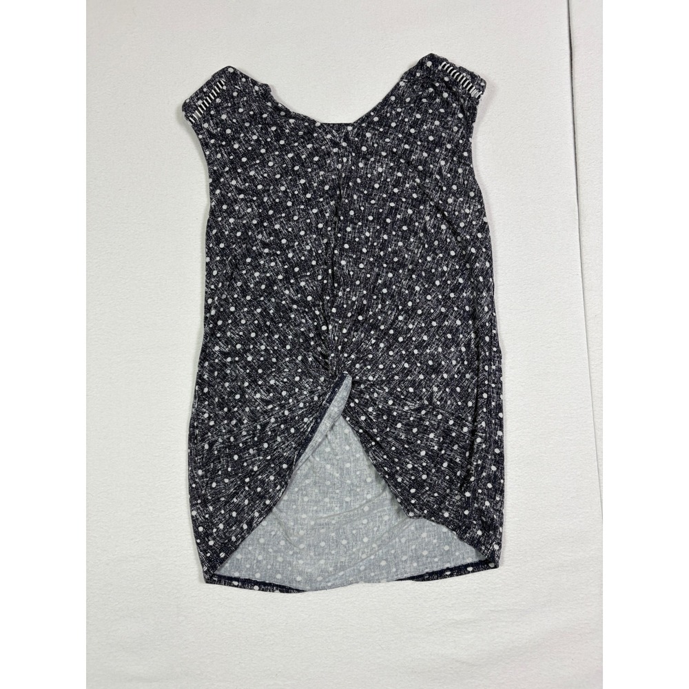 Skies Are Blue Womens Navy Polka Dot Twist Front Sleeveless Top Small 38748